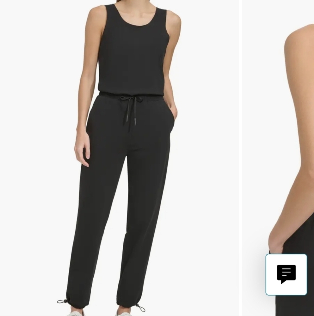 Andrew Marc Stretch Cotton Navy Jumpsuit L - Picture 1 of 11
